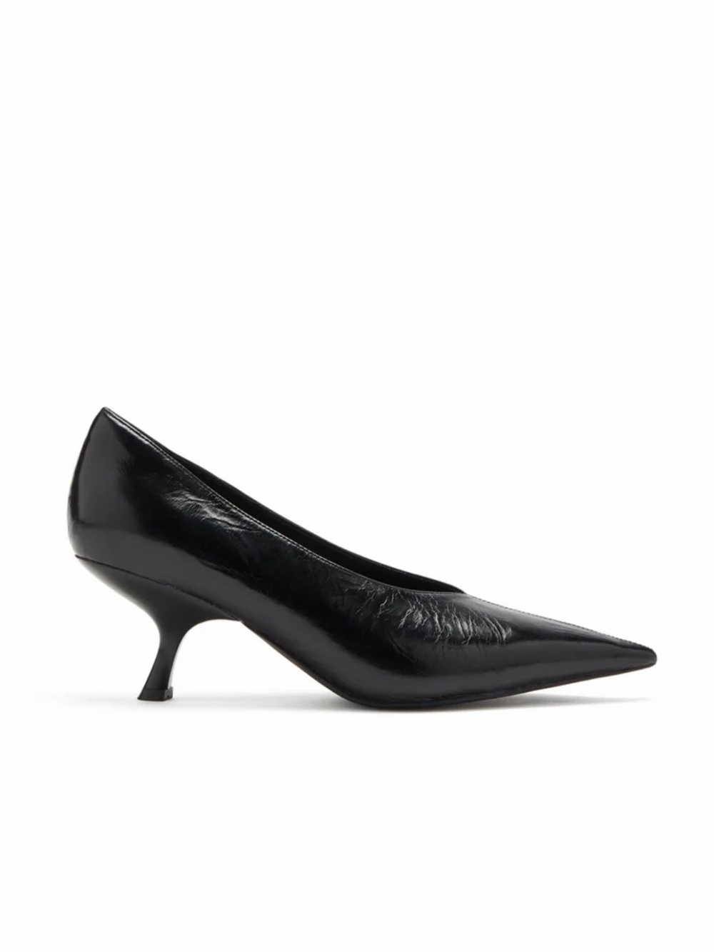 Sleek Black Pointed Kitten Heel Pump